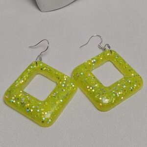 Handcrafted Glittery Lemon Earrings
